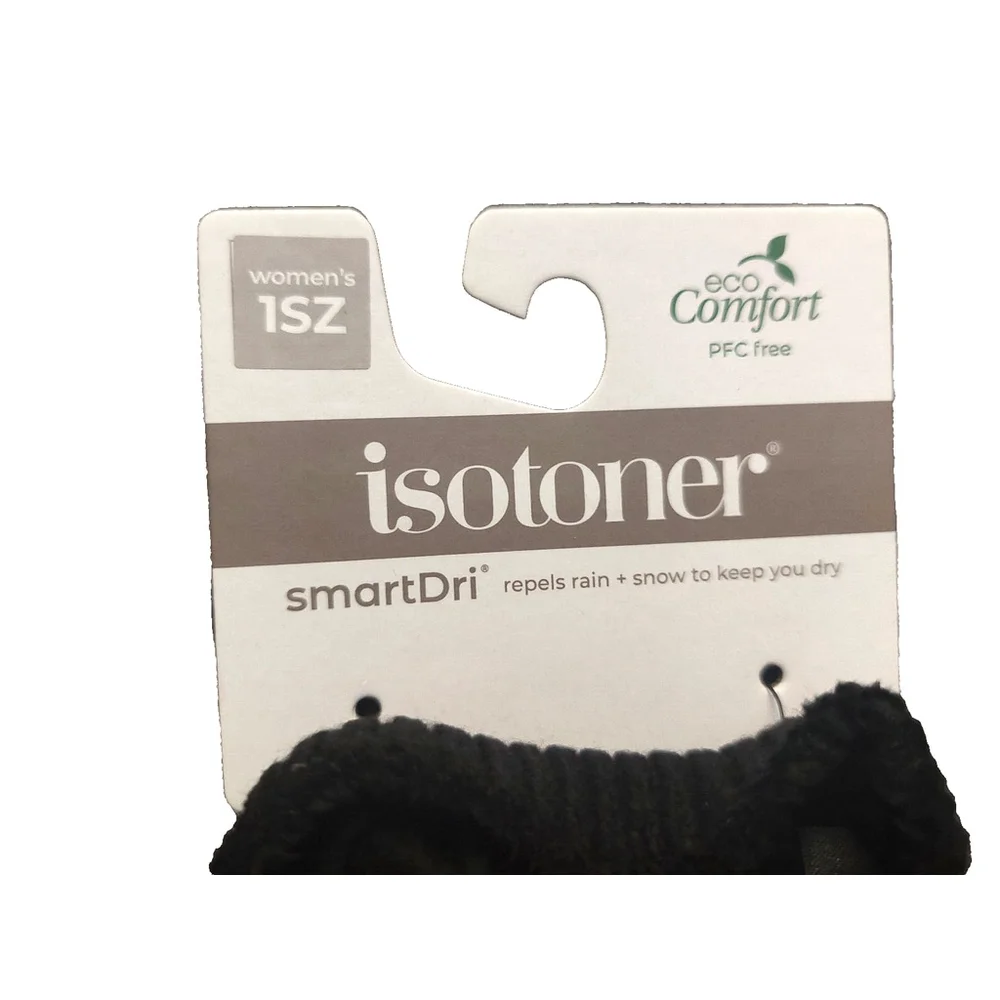 Isotoner Signature Black Textured Knit Water-Repellent Gloves Sz One Size